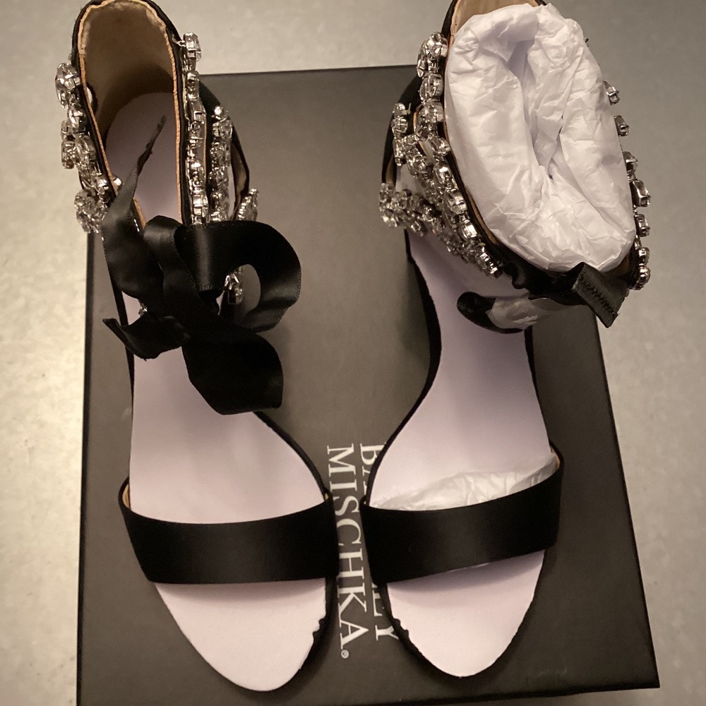 Badgley Mischka Everafter Ribbon-Tie High-Heel Sandals